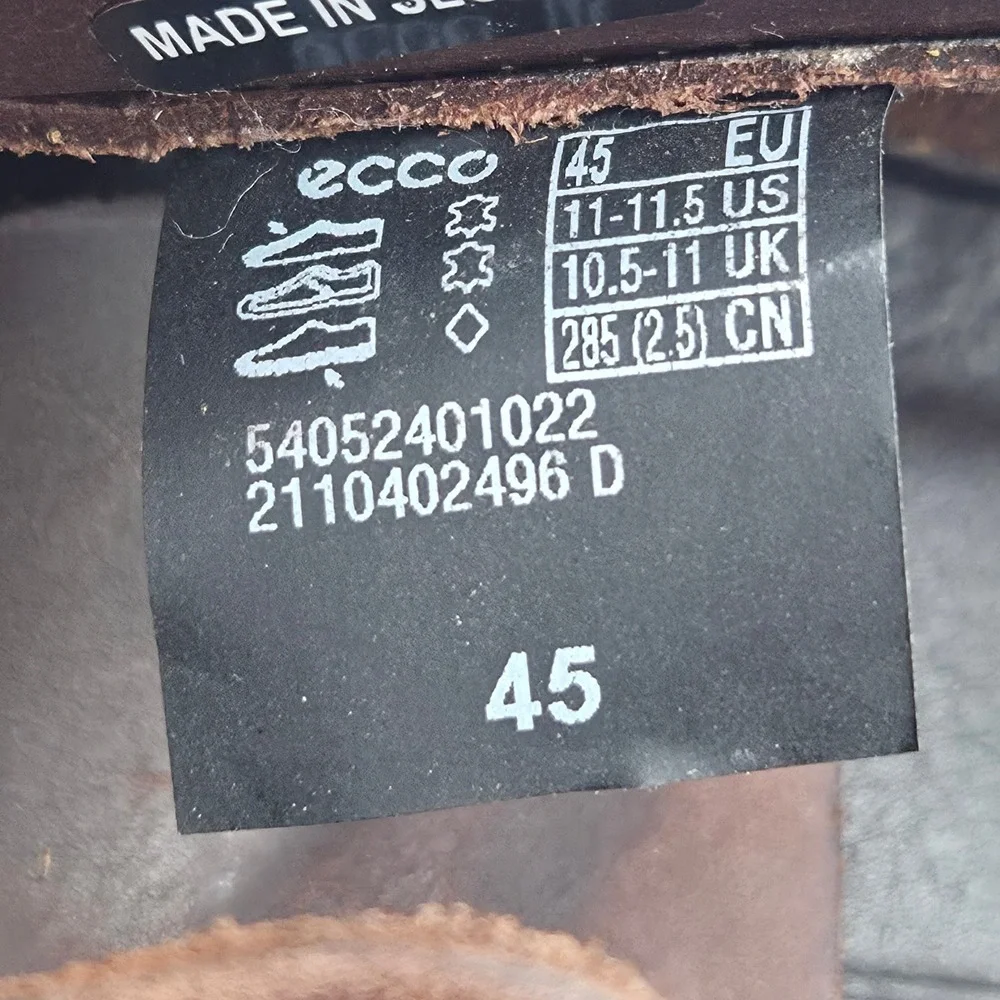 Ecco Kyle Nautical Mens Boat Shoes Brown Leather Deck Shoes Size 45